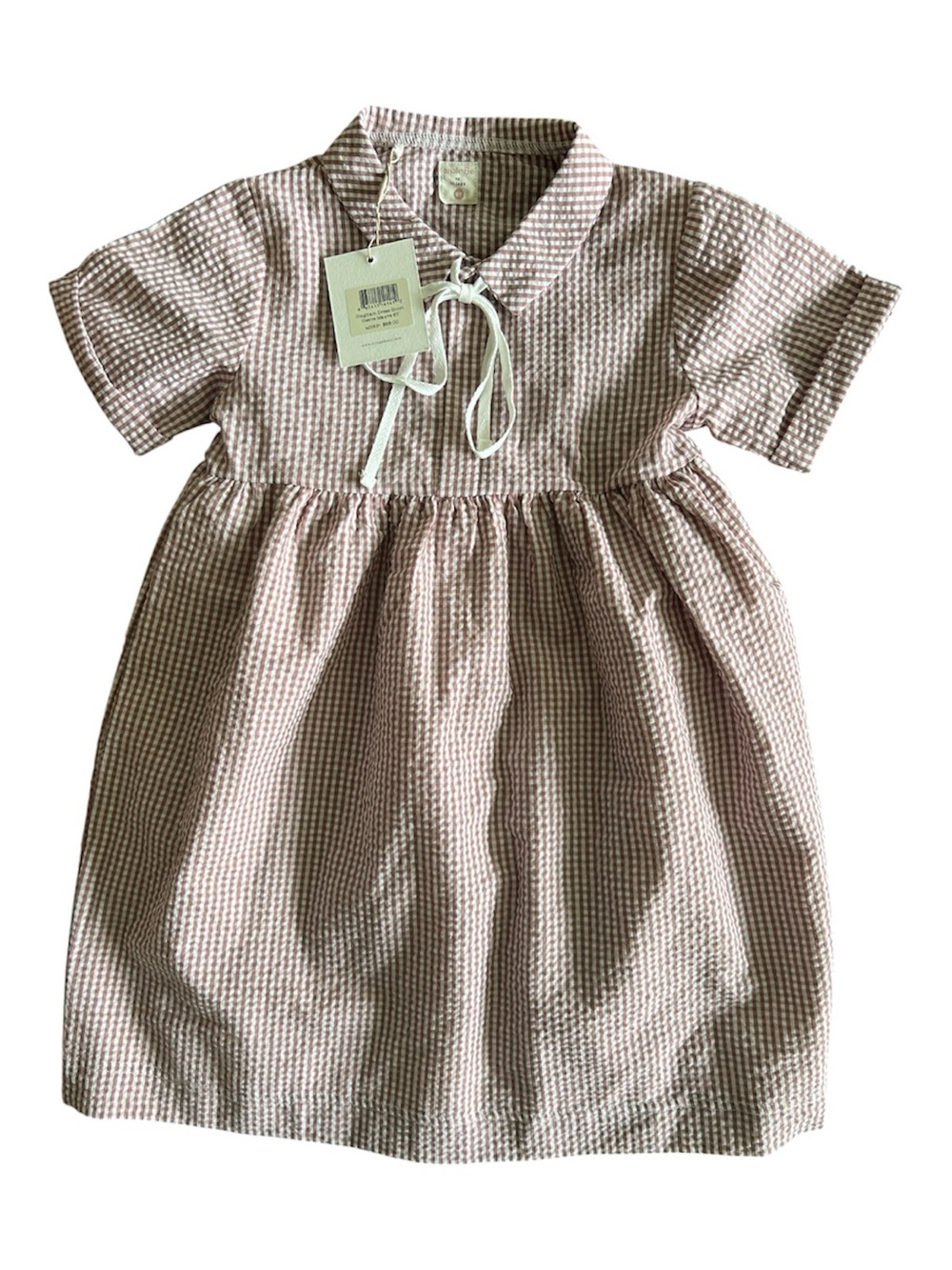 NWT Analogie by Lil Legs Pink Gingham Seersucker Dress Size 6Y